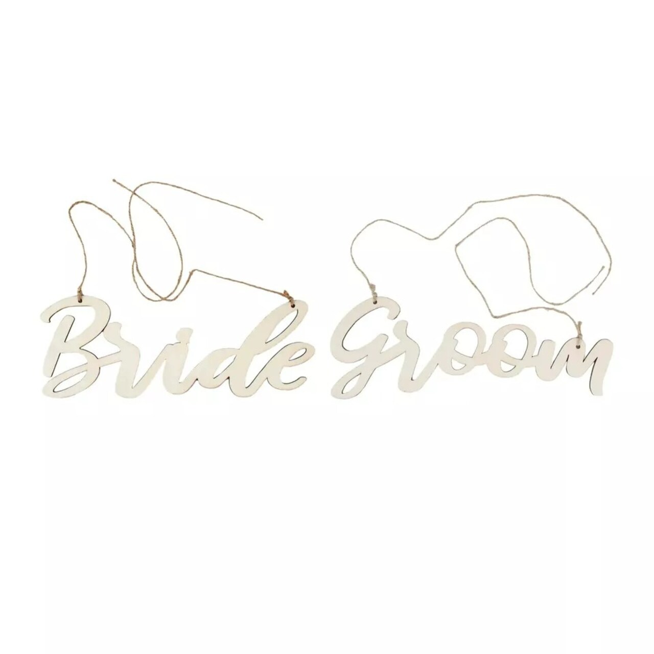 2 Natural 12x5 in Wooden Bride and Groom Chair Signs HANGING DECOR Party Events